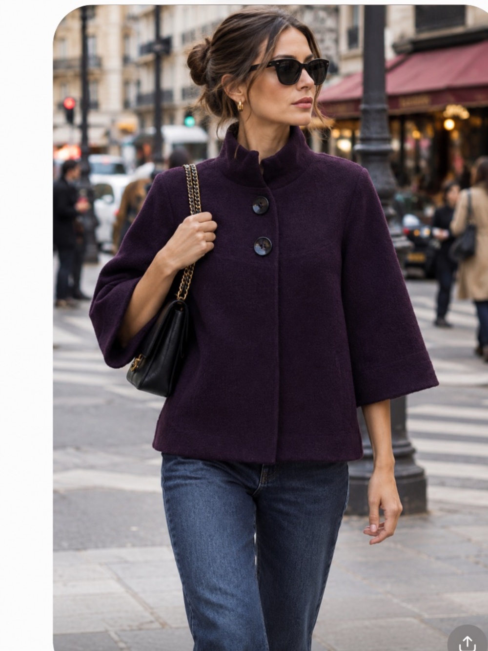 Sandro Wool Cape in Purple